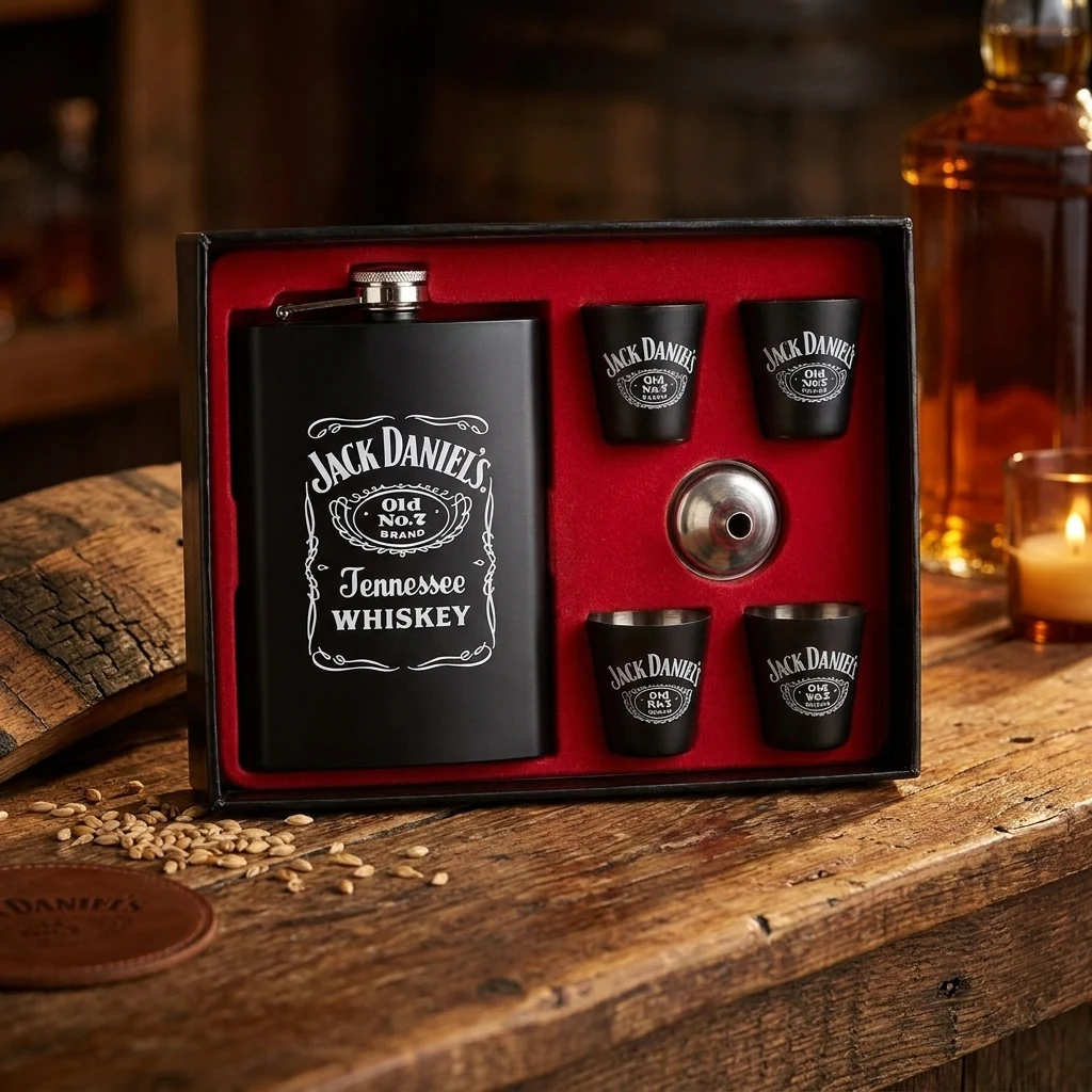 Набір подарунковий (фляга + лійка + 4 склянки) "Jack Daniels"