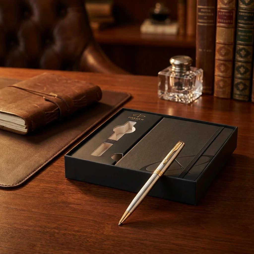 Набір подарунковий Parker Sonnet Stainless Steel з блокнотом — Ручки та олівці