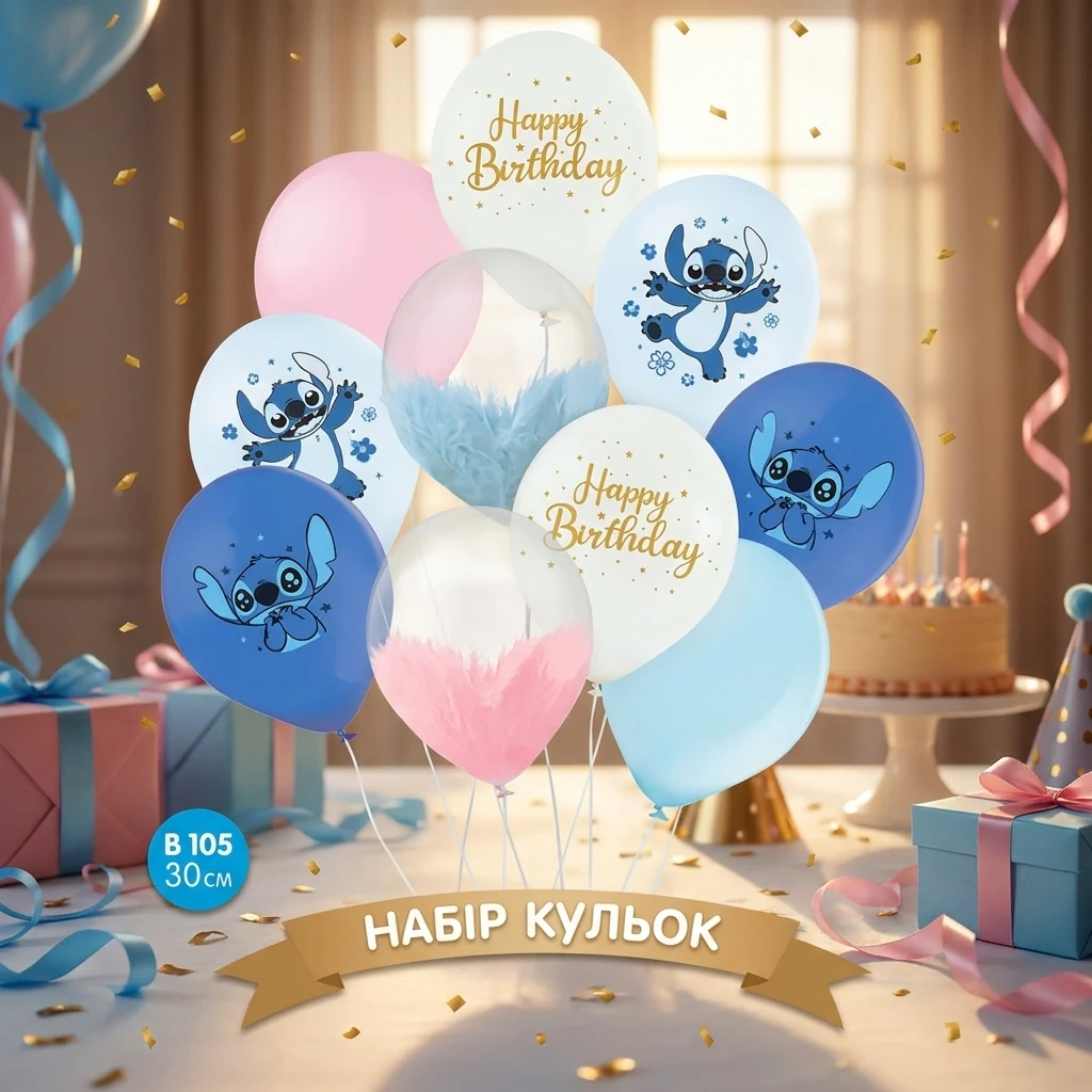 Набір повітряних кульок 10 штук 30 см "Happy birthday"