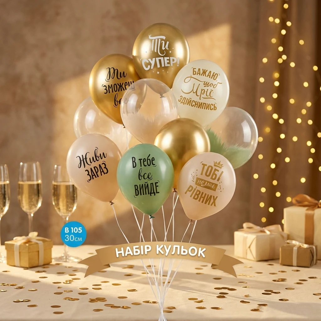 Набір повітряних кульок 10 штук 30 см "Тобі немає рівних"