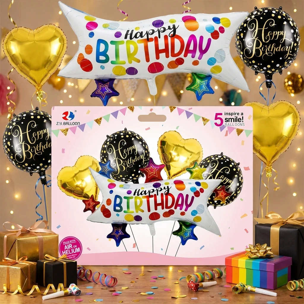 Набір повітряних кульок 5 штук "Happy Birthday"