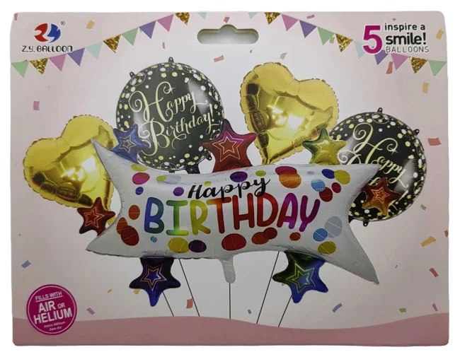 Набір повітряних кульок 5 штук "Happy Birthday"