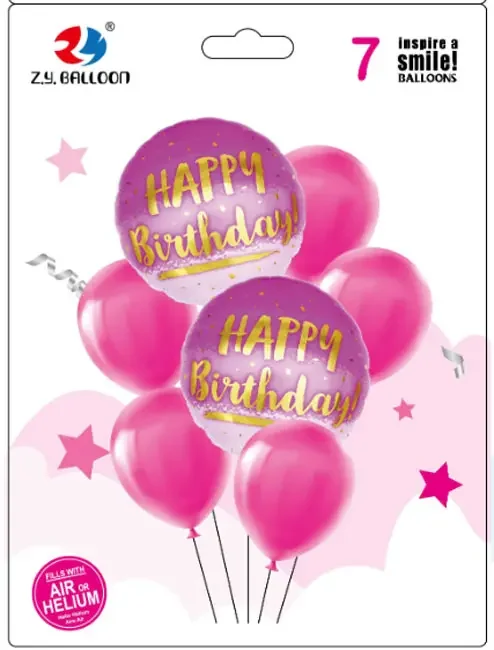 Набір повітряних кульок 7 штук "Happy birthday"