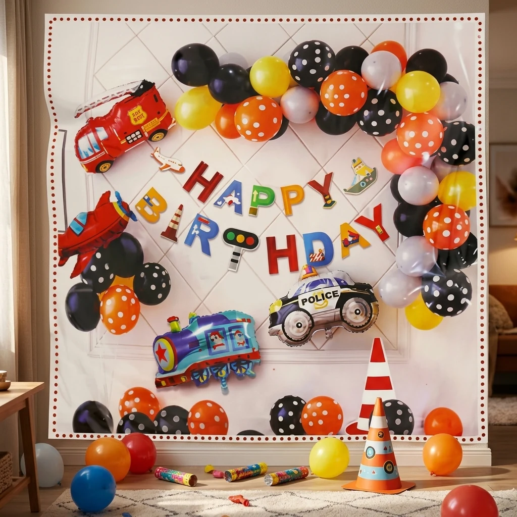 Набір повітряних кульок для фотозони + банер "Happy Birthday"