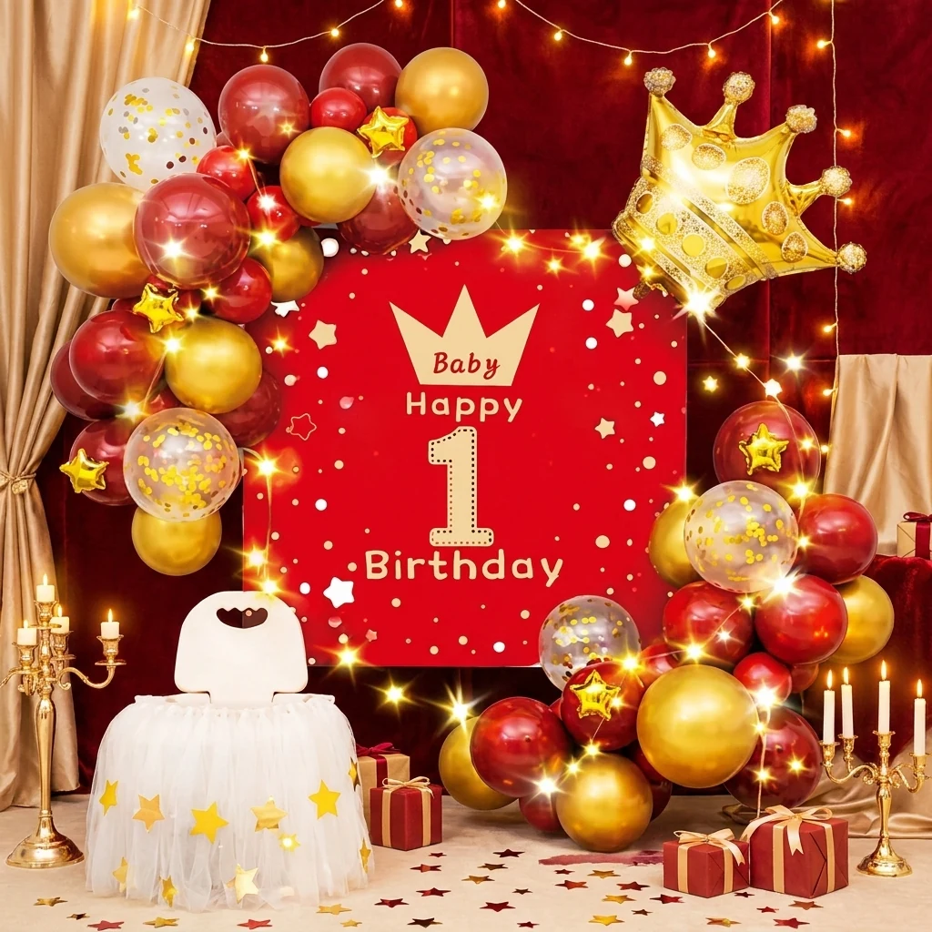Набір повітряних кульок для фотозони + банер "Happy Birthday"