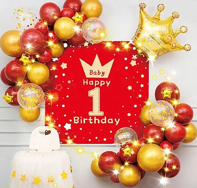 Набір повітряних кульок для фотозони + банер "Happy Birthday"