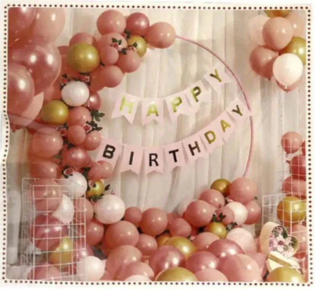 Набір повітряних кульок для фотозони + банер "Happy Birthday"