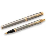 Набір Parker IM Brushed Metal позолота (ручка + роллер) — фото 2