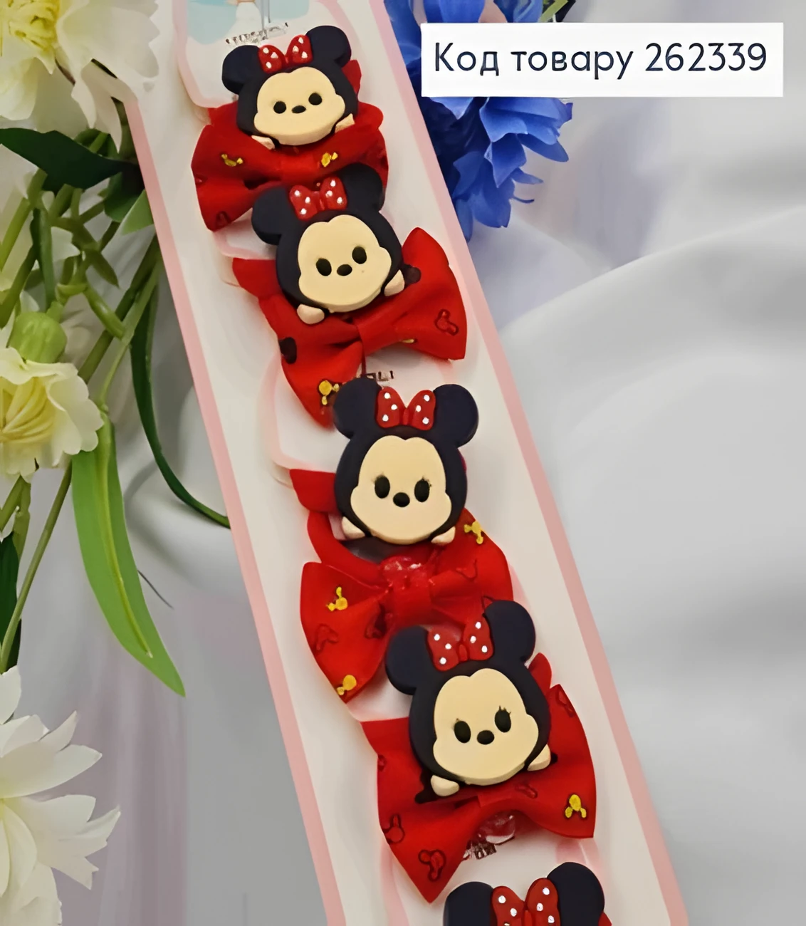 Набір резинок Soff Червоних Міккі Маус з Бантиком 3см — фото 2