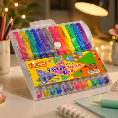 Набір ручок гелевих УМКА Glitter/Neon 12 кольорів