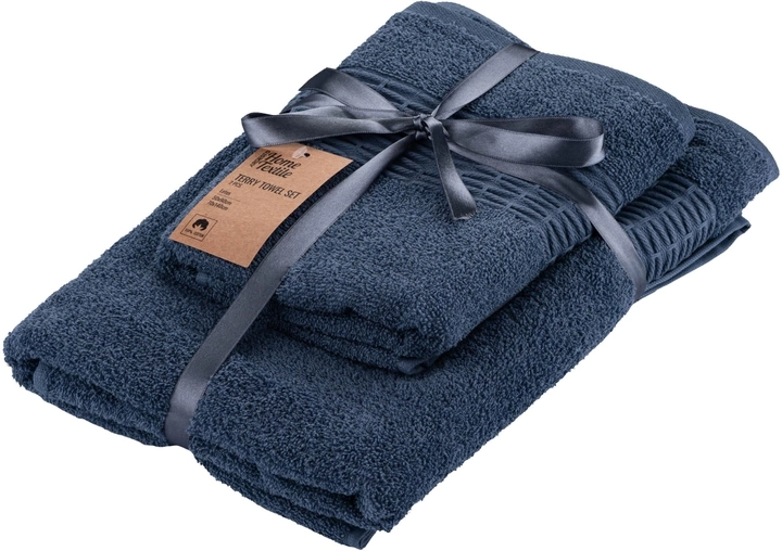 Набір рушників махрових Ardesto Lotus 2 шт 50х90см 70х140см синійART2357NA — фото 2