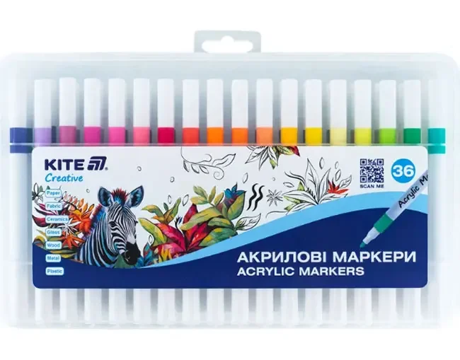 Набір скетч-маркерів 36 кольорів акрилові пластиковий бокс. Kite Creative