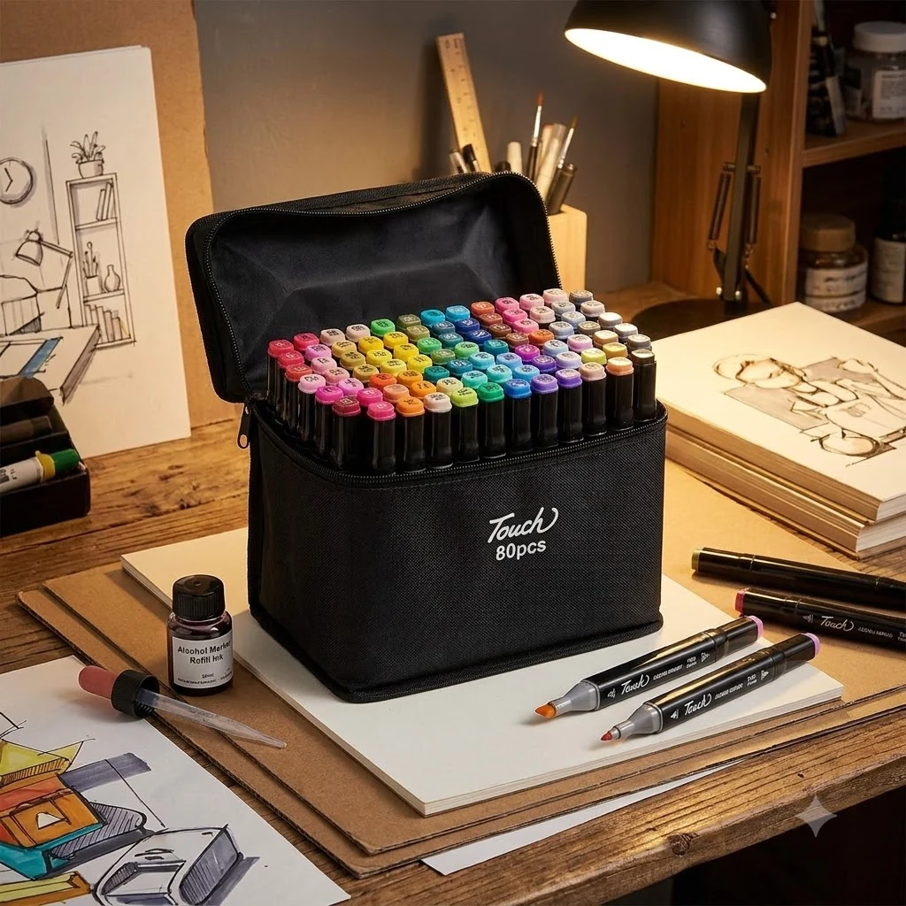 Набір скетч-маркерів 80 кольорів, двосторонні