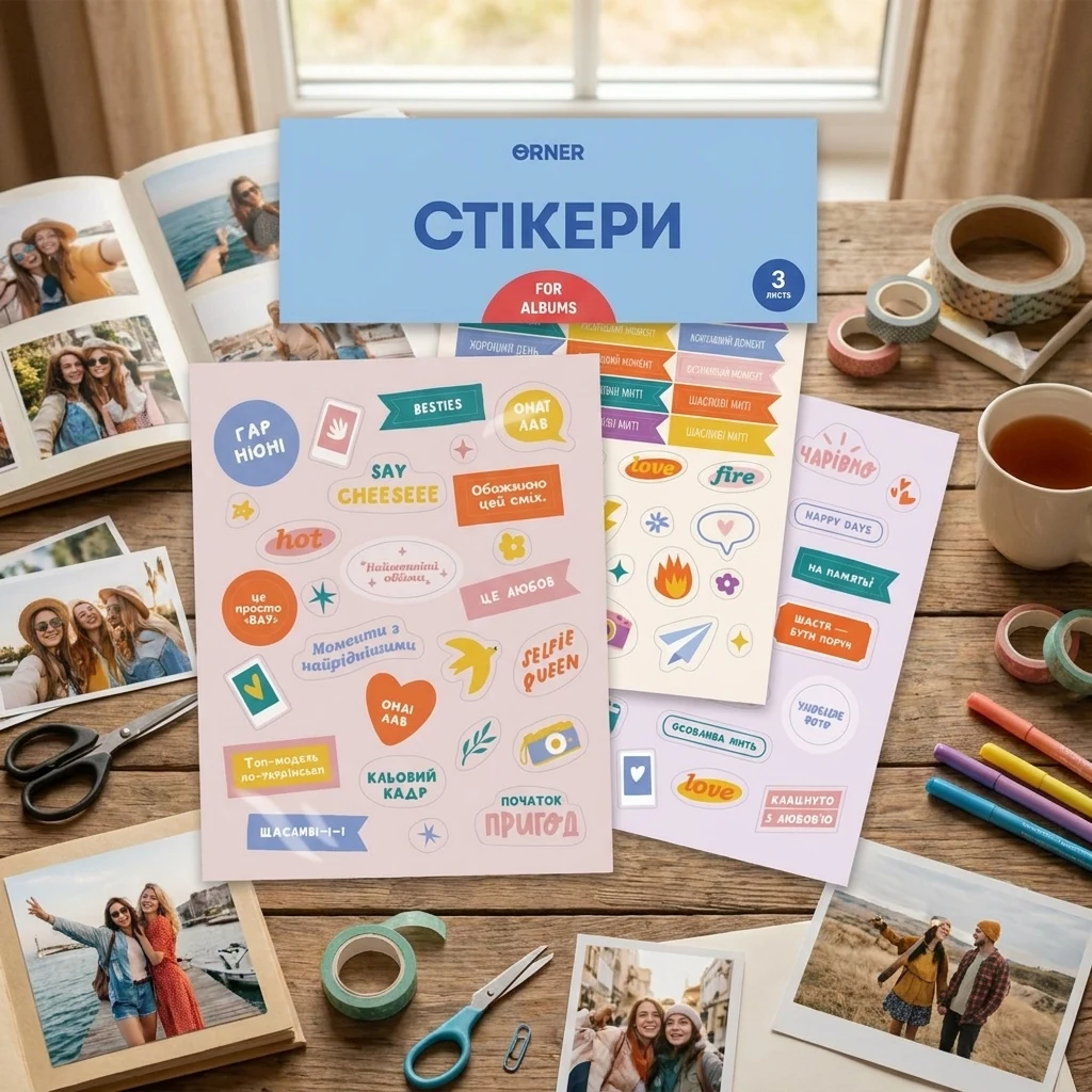 Набір стікерів для фотоальбомiв 3 аркуші