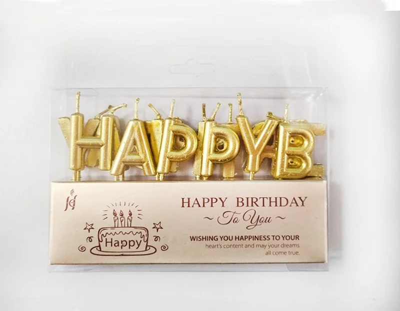 Набір свічок-літер для торта "Happy birthday" золото