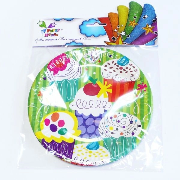 Набір тарілки паперові,180 мм Кекси, 6 шт — фото 2