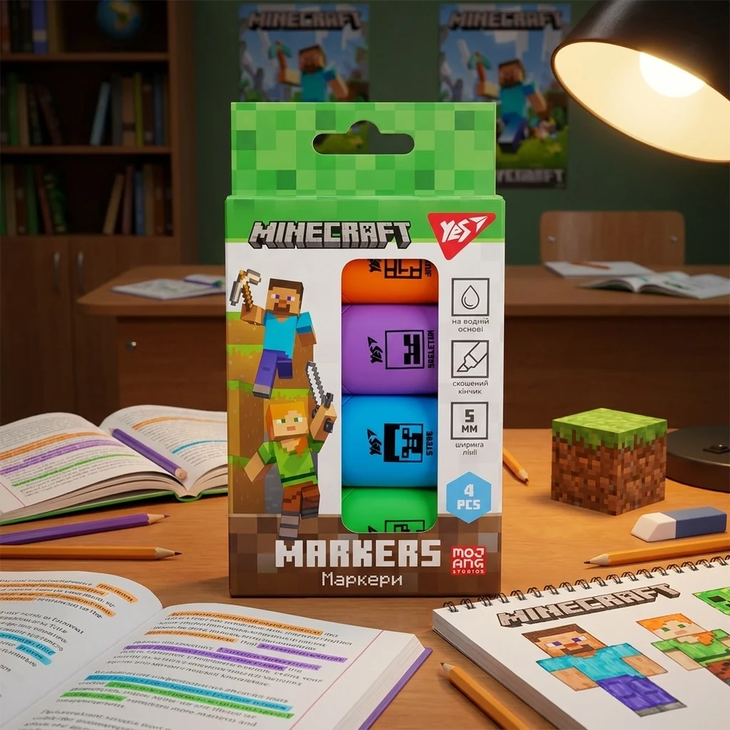 Набір текстових маркерів Yes Minecraft 4 шт