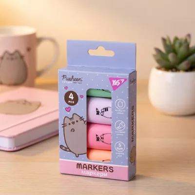 Набір текстових маркерів Yes Pusheen 4 шт