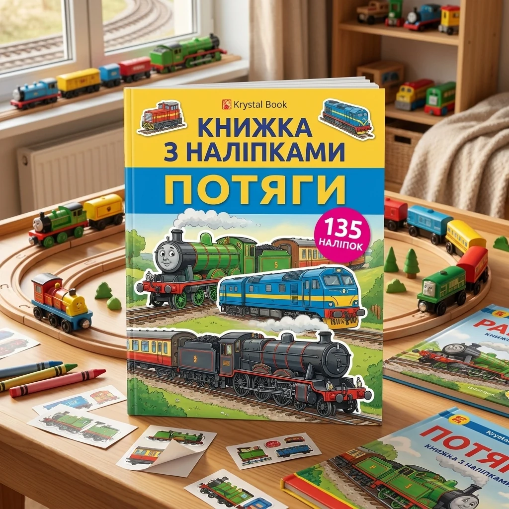 Наліпки 22х30. Книжка з наліпками. Потяги