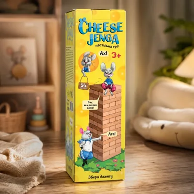 Настільна гра Cheese Jenga 54 бруски Strateg дерев яна українською мовою