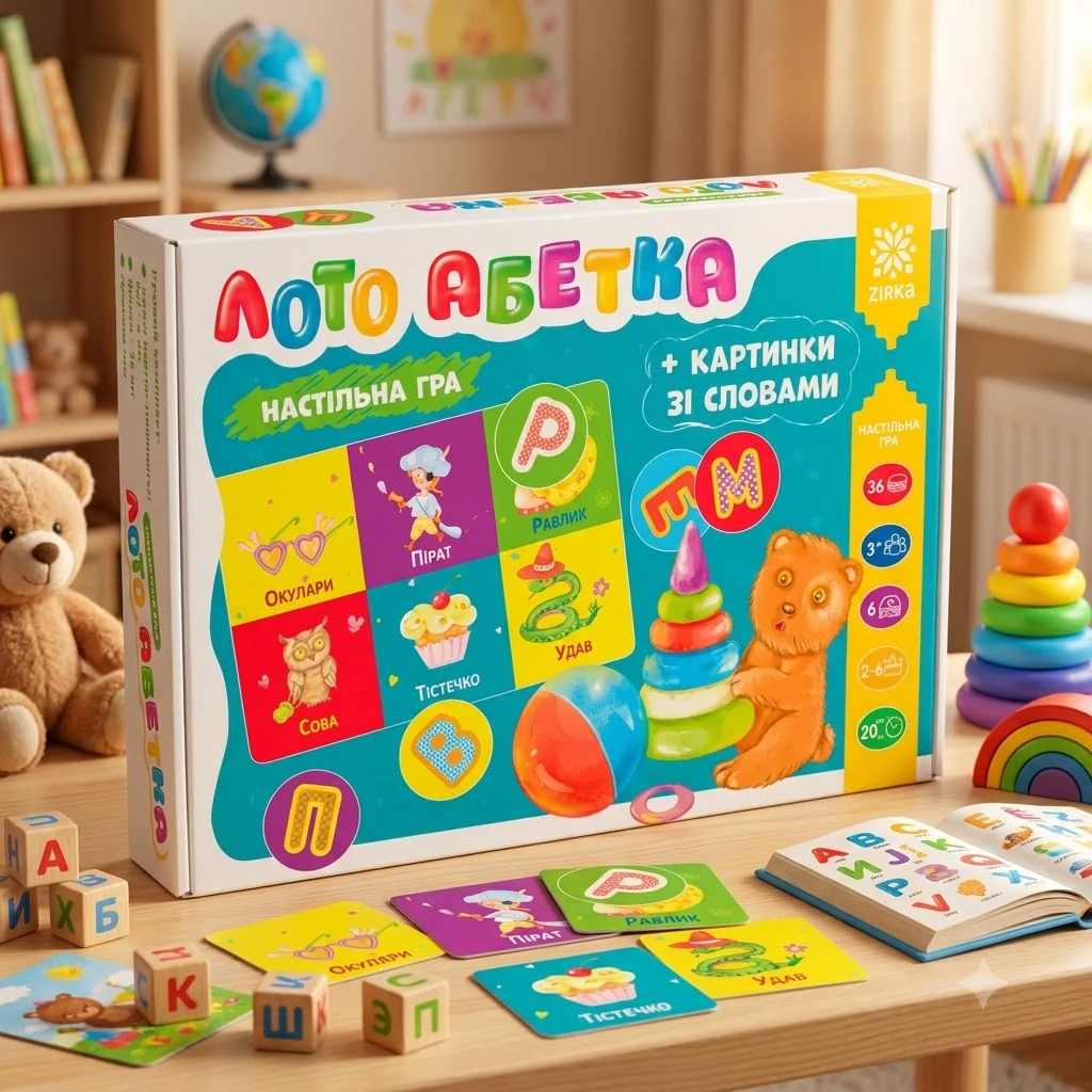 Настільна гра.Лото абетка+картинки зі словами. 3+ Зірка