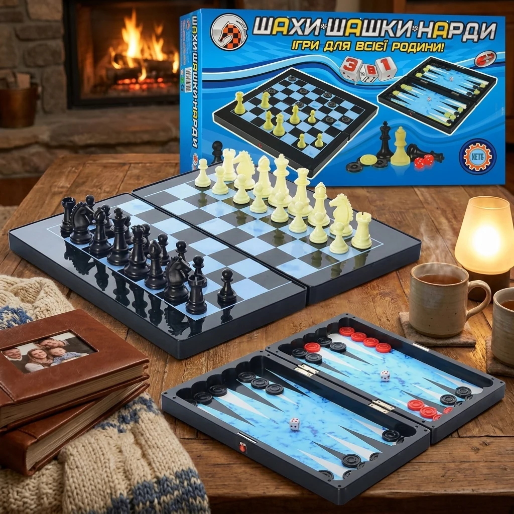 Настільна гра "Шахи/Шашки/Нарди" 32*35 см