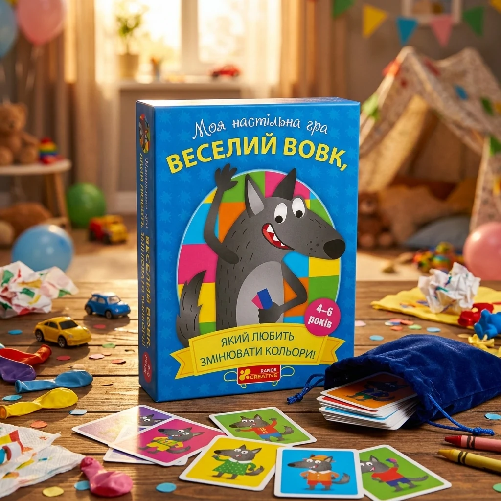 Настільна гра. Веселий вовк,який любить змінювати кольори. 4+ Ранок
