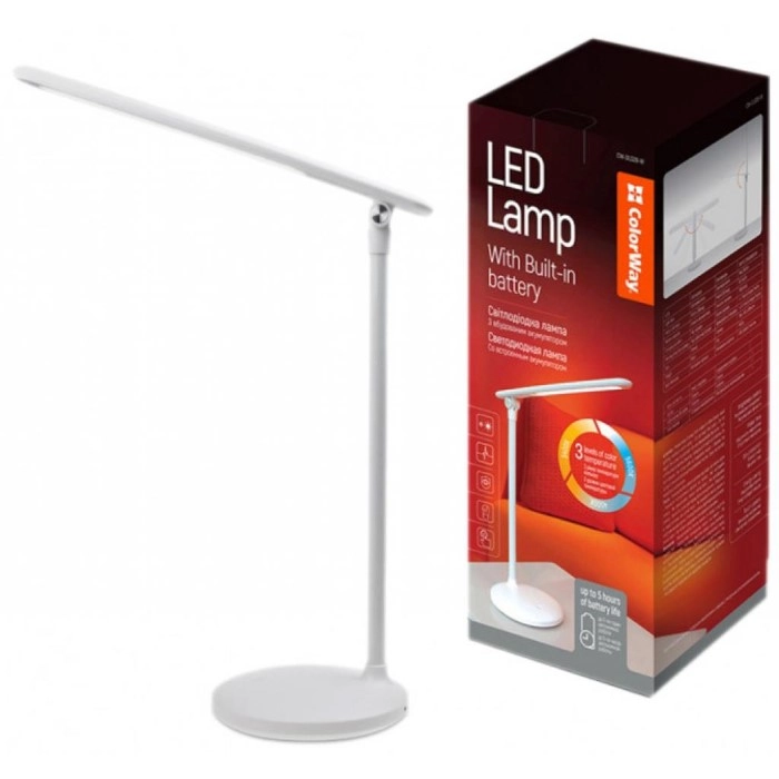 Настільна лампа ColorWay акумуляторна, white (CW-DL02B-W) — фото 2