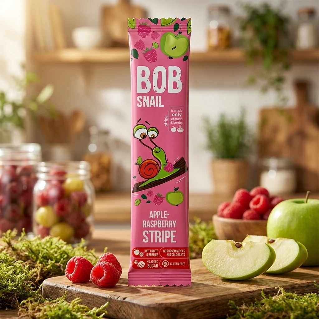 Натуральні Яблучно-Малинові Страйпси ТМ BOB SNAIL (РАВЛИК БОБ) — Продукти та напої
