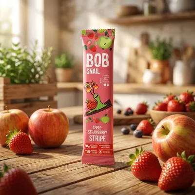 Натуральні Яблучно-Полуничні Страйпси ТМ BOB SNAIL (РАВЛИК БОБ)
