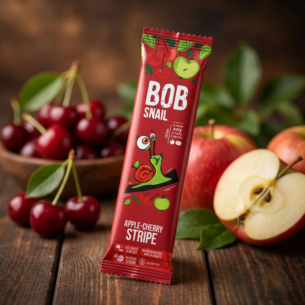 Натуральні Яблучно-Вишневі Страйпси ТМ BOB SNAIL (РАВЛИК БОБ) — Продукти та напої