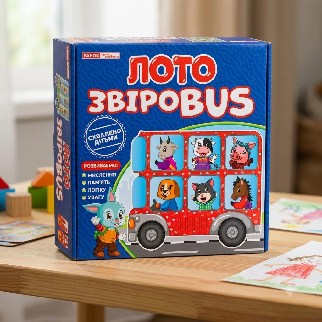 Навчальна гра. Лото. ЗвіроBUS. 3+ Ранок