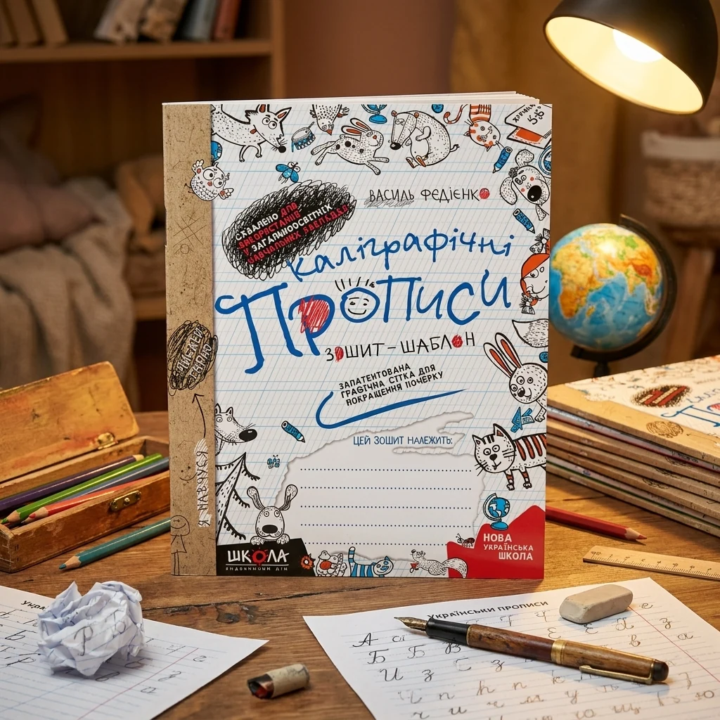Нова українська школа.Каліграфічні прописи. Зошит-шаблон. Федієнко В.Синя графічна сітка Школа