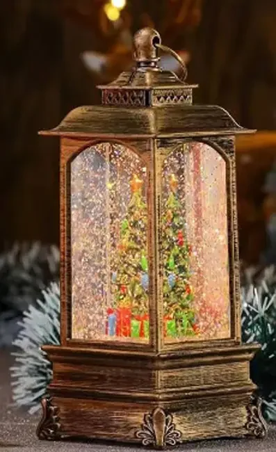 Новорічний музичний декор з LED підсвічуванням у вигляді гелевих блискіткових ламп, USB або батарейок, бронзовий
