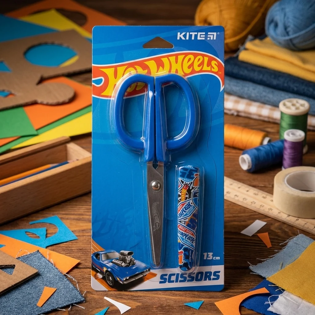 Ножиці дитячі в футлярі 13 см "Hot Wheels" Kite