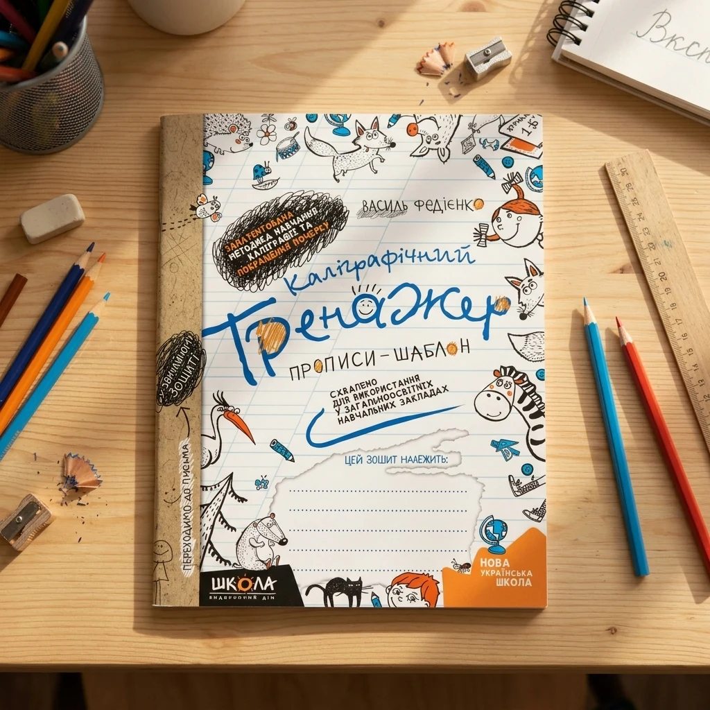 НУШ.Каліграфічний тренажер. Прописи-шаблон. Синя графічна сітка. Федієнко В. Школа
