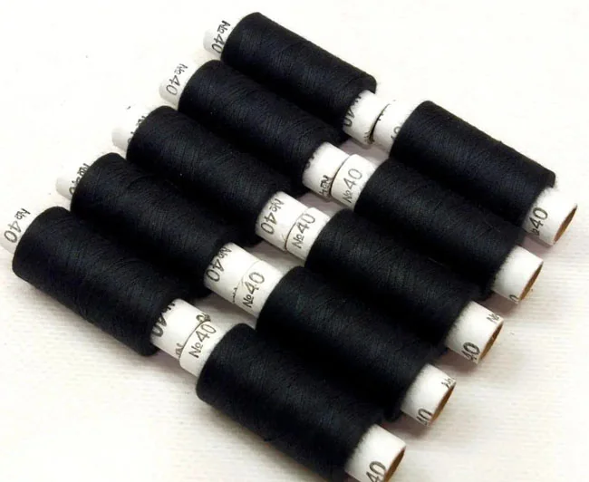 Нитки №40/2 200м, набір10шт, чорні, Sindtex
