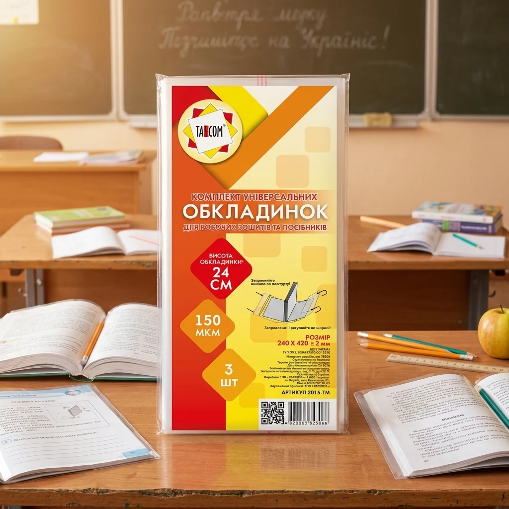 Обкладинка для підручників 240*420 мм 150 мкм регулюється (уп 3 шт)