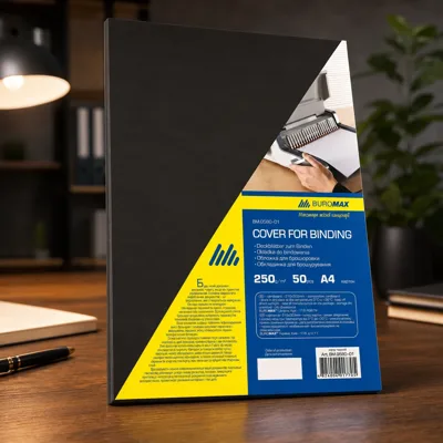Обкладинки картонні Buromax A4 під шкіру  (50шт.,250г/м2)  Чорний