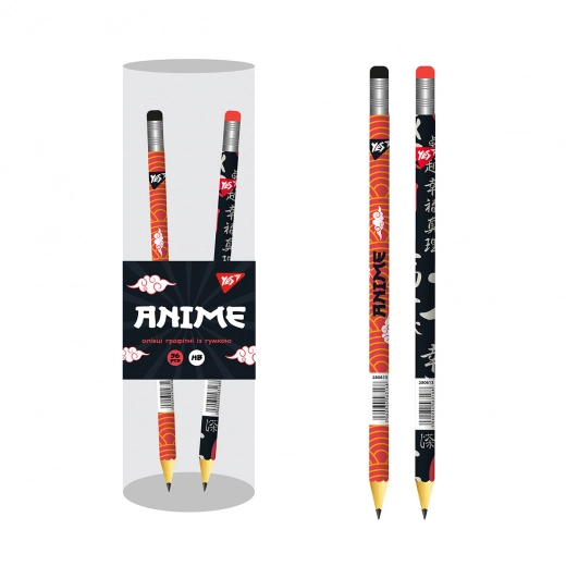 Олівець YES чорнографітний з гумкою Anime — фото 2