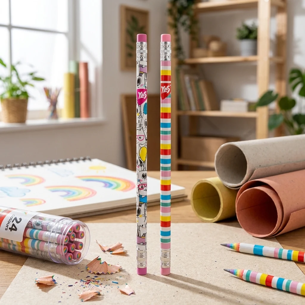 Олівець чорнографітний YES Happy colours ЕКО з паперу з гумкою YES
