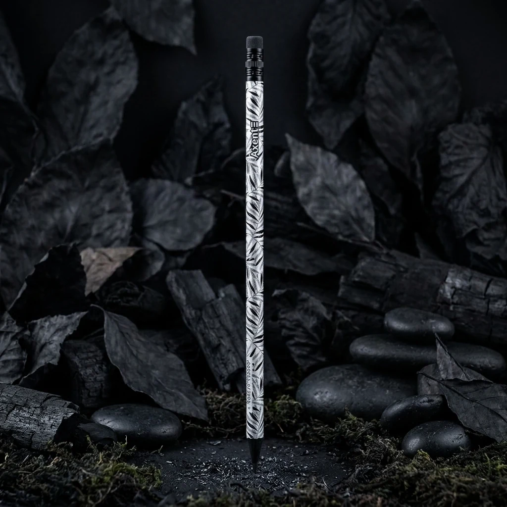 Олівець чорнографіитний HB з гумкою, Axent Black Leaves