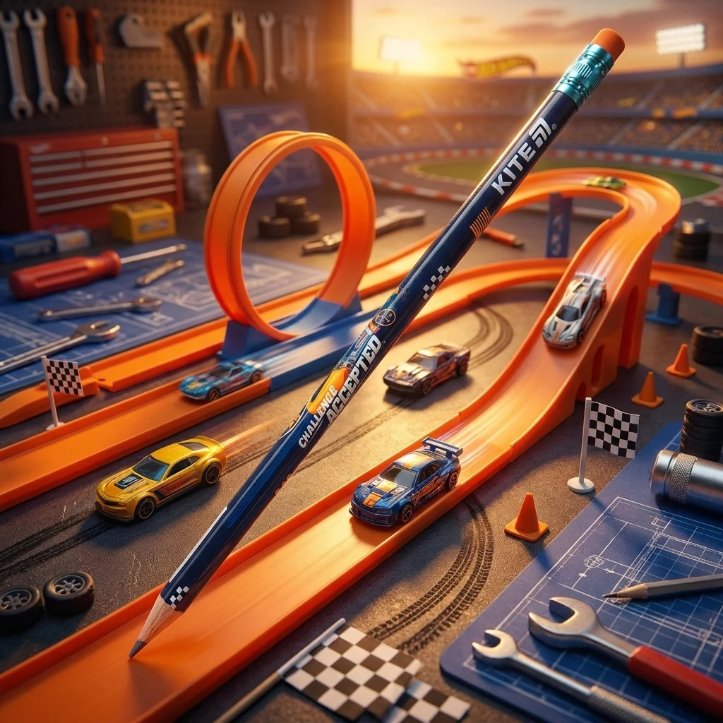 Олівець чорнографіитний HB з гумкою, Kite Hot Wheels