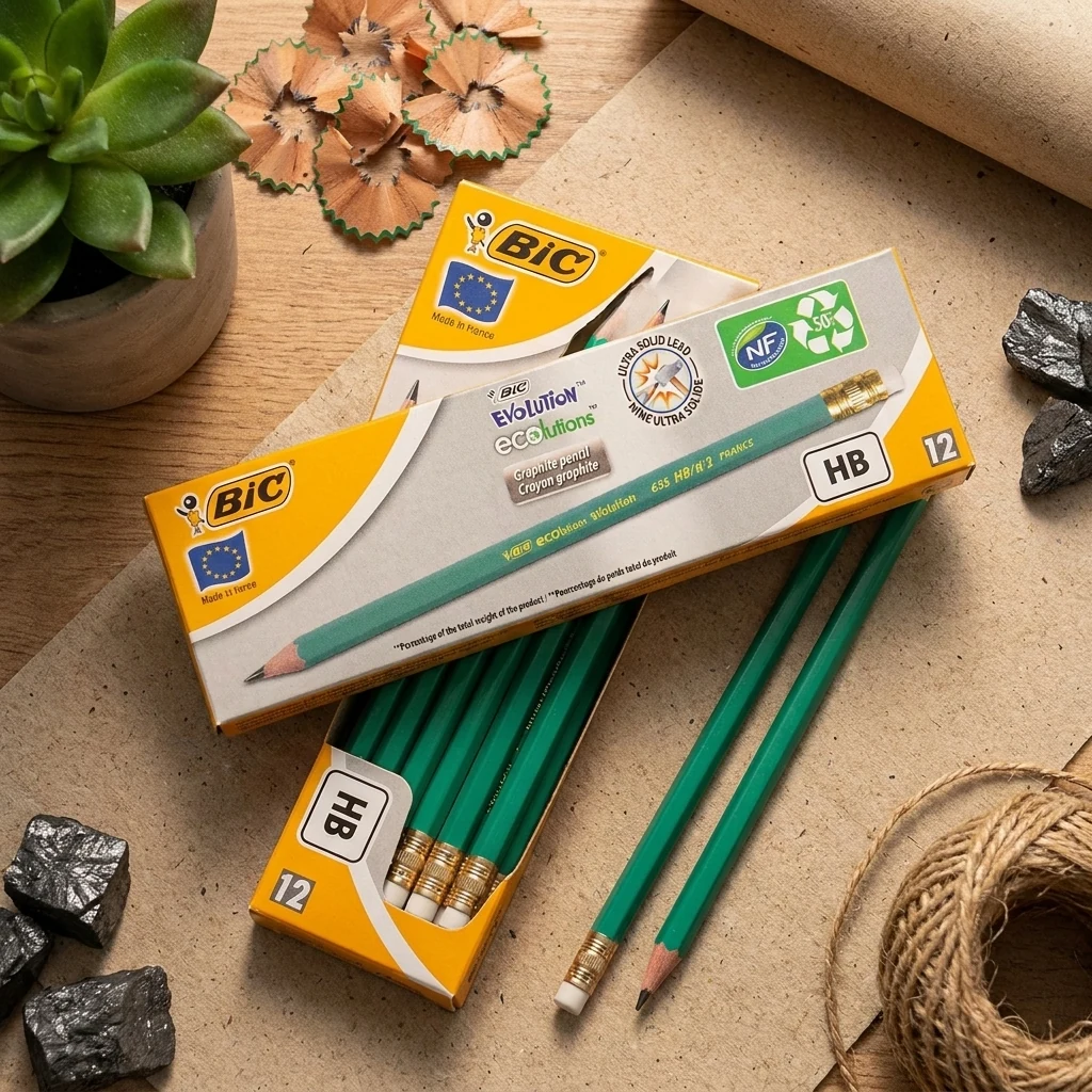 Олiвець чорнографіитний HB з гумкою, пластиковий BIC Evolution