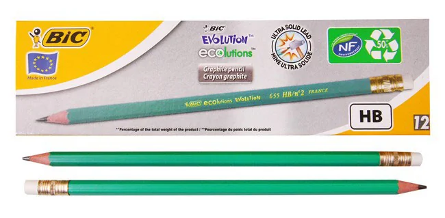 Олiвець чорнографіитний HB з гумкою, пластиковий BIC Evolution — фото 2