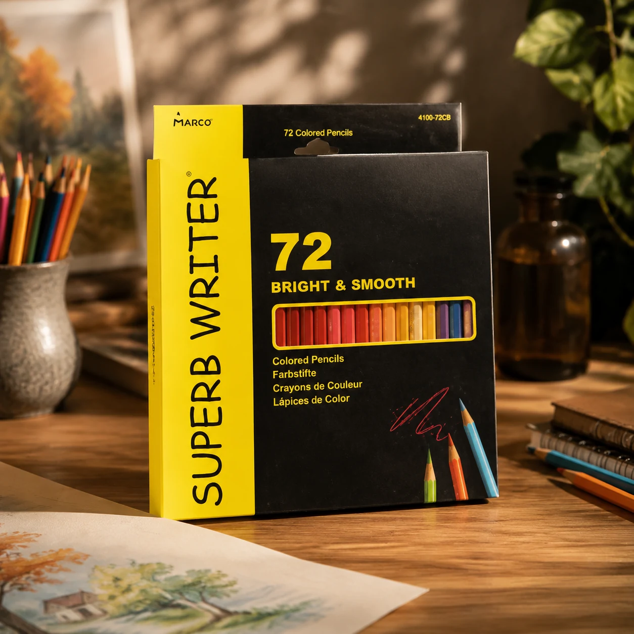 Олівці 72 кольорів шестигранні Superb Writer 4100-72CB TM Marco — Малювання та ліплення