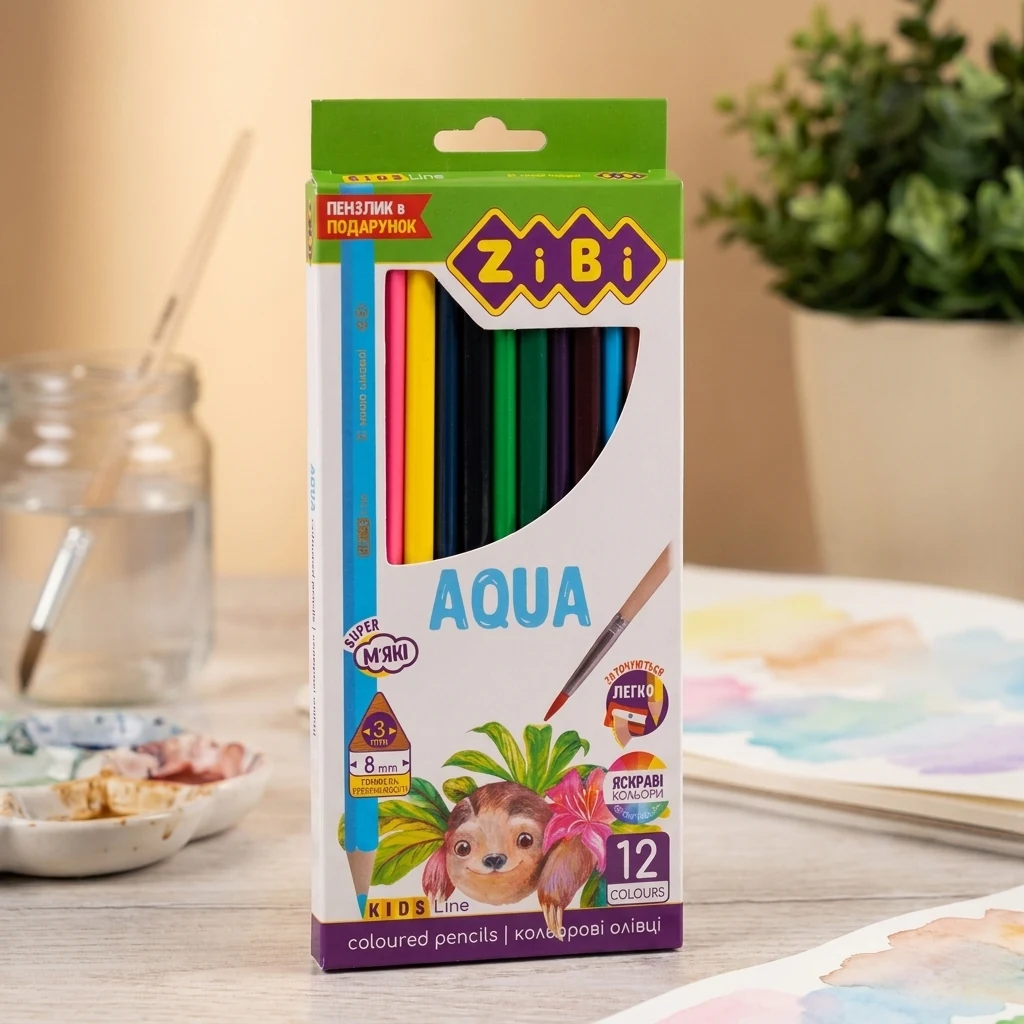 Олівці кольорові Акварель, 12 шт., KIDS LINE ZB.2475