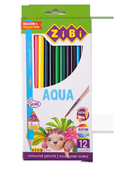 Олівці кольорові Акварель, 12 шт., KIDS LINE ZB.2475