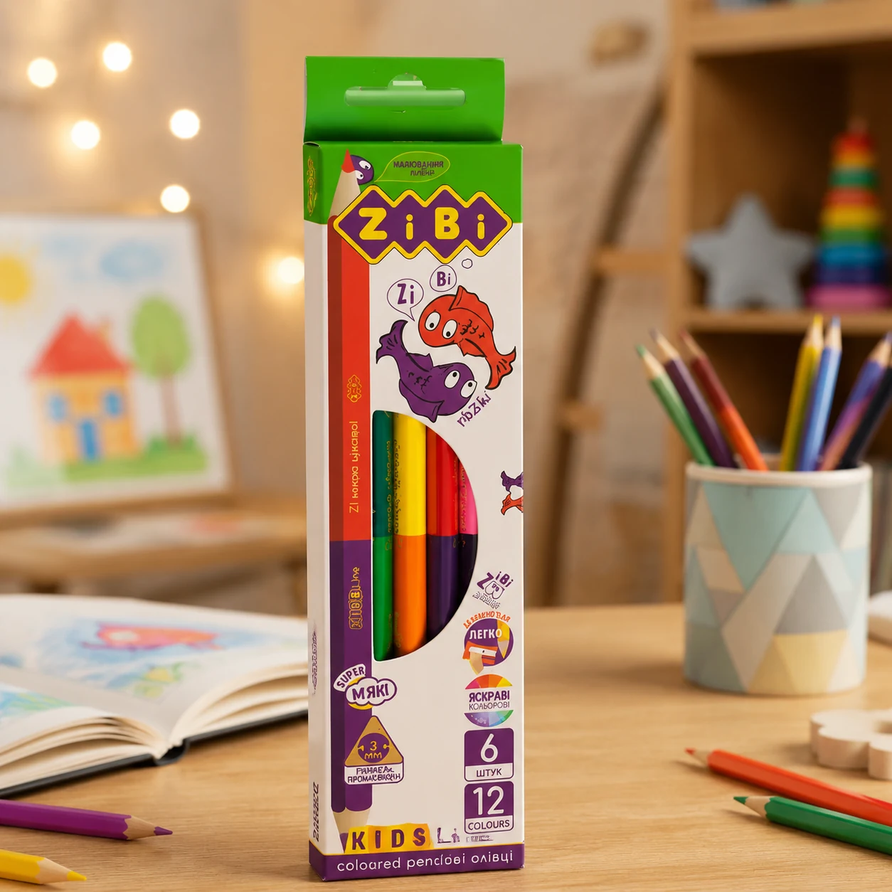 Олівці кольорові Double 6/12 шт KIDS LINE ZB.2462 — Малювання та ліплення
