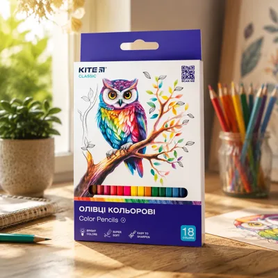 Олівці кольорові Kite Classic 18 шт K-052